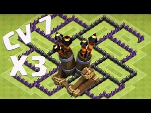 Layout CV 7 Híbrido com 3 Defesas Aéreas - Layout para nova atualização 2016 - Clash of Clans