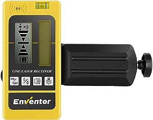 LR-5RG Laser Detector, ENVENTOR Laser Detector, Green and Red Beam Receiver for Pulse Line Laser, Working Distance Up to 50m/165Ft, Double Sided Backlit LCD Display, 2*AA Batteries, Clamp Included