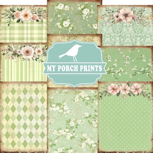 Green Vintage Color Papers Junk Journal Vertical and Horizontal St. Patrick's Day Shabby Backing, My Porch Prints Printable Digital Download - Etsy