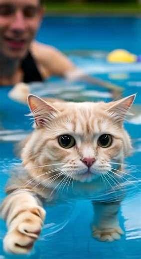 This kitten is learning swimming...for the first splash excitement #kitten #swimming #pets