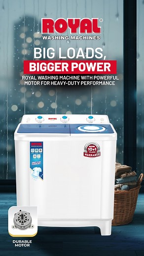 Smart Wash, Royal Care Royal Washing Machines use advanced Smart Clean Technology like the Waterfall and Jet Stream to ensure deep, effective cleaning while treating your clothes gently. Handle any load size with confidence. Experience the fresh vibe and the security of a 10 1 Year Warranty. Learn More: http://bit.ly/47ovCan #RoyalFinish #CleanClothes #WashingMachine #SmartClean #LaundryDay #FreshVibe #HomeCare #QualityAppliances #LongLasting | Royal Inverter Fans