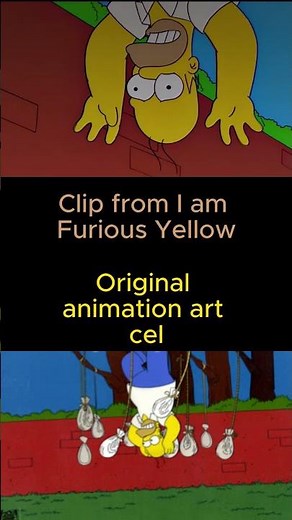 FUNNY Simpsons I Am Furious Yellow HOMER HIT BY DIAPERS animation cel and the episode clip