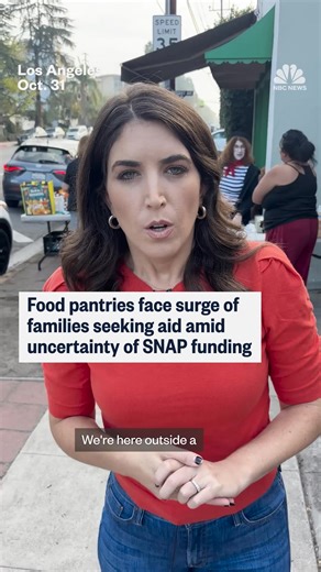 Food banks around the country have faced a surge in demand as a crucial deadline for SNAP funding approached. NBC News’ Liz Kreutz reports from Los Angeles as some parents visiting food pantries for the first time say they worry about how to support and feed their families amid the confusion. | NBC News