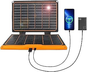 FlexSolar 20W Portable Solar Panel, High-Efficiency Monocrystalline PV Module Power Charger with Dual USB Ports for Phones, Tablets, Power Bank, Camera and Other Off-Grid Applications
