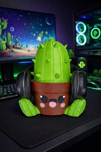 Cute Cactus Headphone Stand Holder, 3D Printed Desk Organizer, Gamer Setup Decor, Kawaii Gaming Accessories, Gift for Gamers Desk - Etsy
