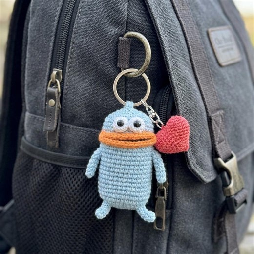 Crochet Duck Keychain, Amigurumi Monster Bag Charm, Kawaii Plush Keyring - Etsy
