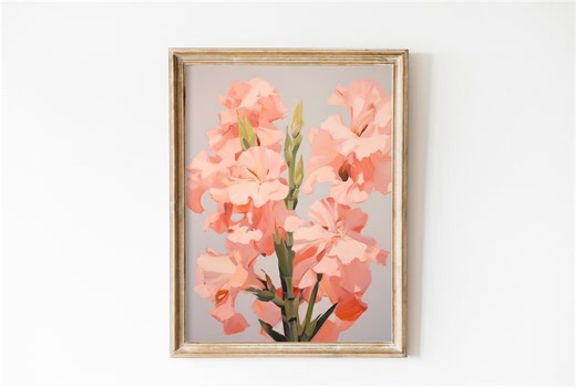 Gladiolus Flower Print: August Birth Month, Pink Botanical (digital Download) - Etsy