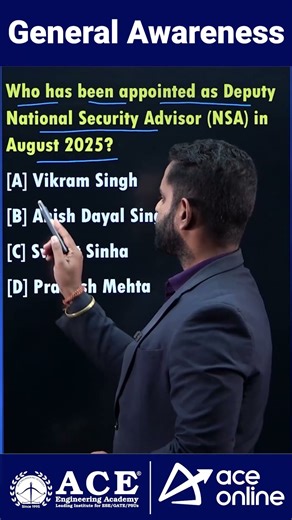 Who has Being Appointed as Deputy National Security Advisor(NSA) in August 2025? | ACE Online