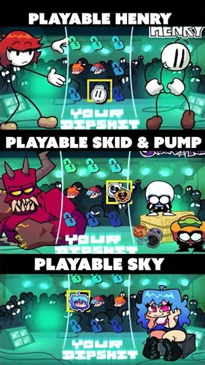 Playable Henry VS Playable Skid & Pump VS Playable Sky 😭 [FNF]