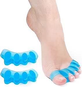 Sumifun Toe Separators, 10 PCS Gel Toe Spacers for Bunion Pain Relief, Toe Stretchers to Separate Overlapping Toes, Toe Spreader for Men and Women (Blue)