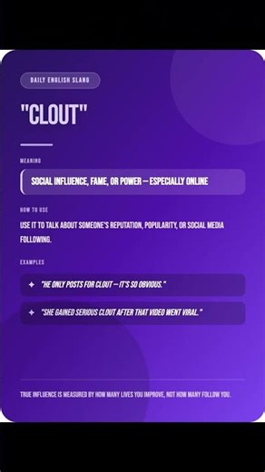 Learn English Slang: “CLOUT” Meaning | Daily English Vocabulary | Spoken English #shorts