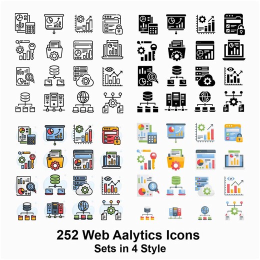 Web Analytics Icon Set ( EPS, SVG, PNG ) - Etsy