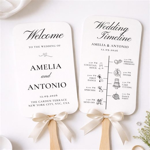 Modern Wedding Program Fan Template, Printable Wedding Fan Template, Editable Order of Service, Instant Download - Etsy