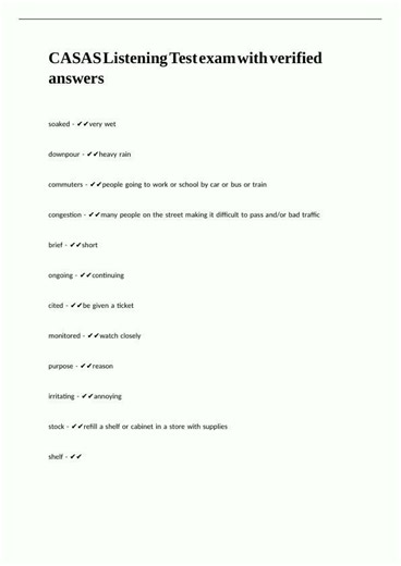 Casas Listening Test Exam With Verified Answers