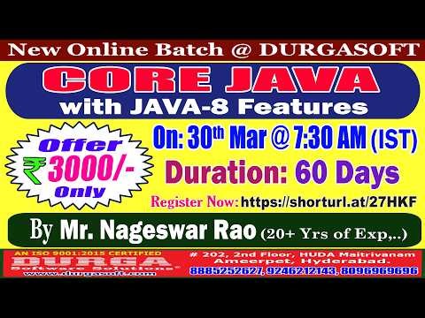 CORE JAVA with JAVA-8 Features Online Training @ DURGASOFT