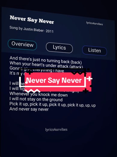 Never Say Never lyrics - Justin Bieber sing-along