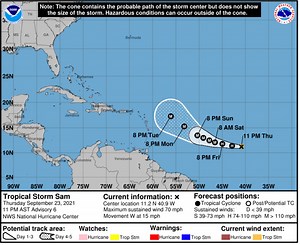 Tropical Storm Sam Expected To Rapidly Intensify