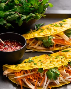 25K views · 3.8K reactions | How to make Crispy Vietnamese Pancakes ‘Banh Xeo’ at home 珞 PS The pancake batter is gluten-free, dairy-free and egg-free! Get the recipe: https://www.marionskitchen.com/crispy-vietnamese-pancakes-banh-xeo/ | Marion Cooks Asian Food Classics | Facebook