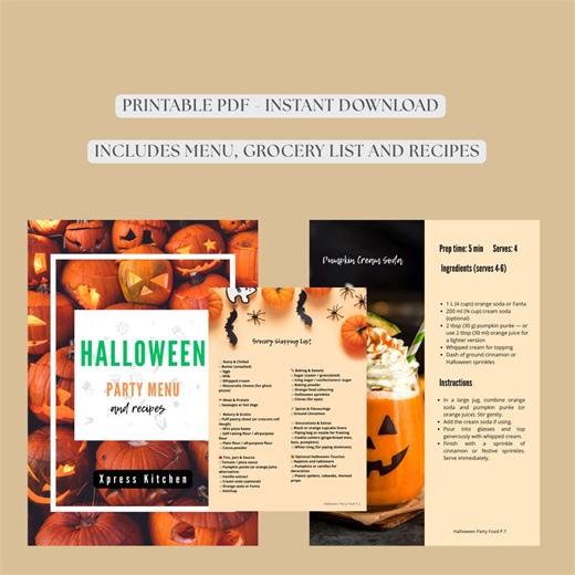 Halloween Party Menü zum Ausdrucken: Rezepte & Einkaufsliste (PDF) - Etsy.de
