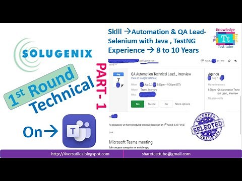 Solugenix-Selenium:Java,QA Lead Interview Question&Answers||8-10 Years Experience||Tech+Managr-PART1