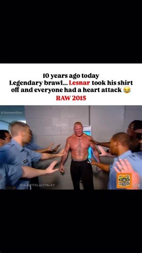 Nostalgic Talks on Instagram: "July 20, 2015, backstage brawl between Brock Lesnar and The Undertaker that happened on WWE RAW #BrockLesnar #TheBeastIncarnate #Undertaker #Deadman #WWE #WWERAW #RAW2015 #BackstageBrawl #WWEReels #WrestlingThrowback #LegendVsLegend #WWEUniverse #PGeraMoments #WWEHistory #LesnarVsTaker #GoosebumpsMoment #BeastUnleashed #WrestlingReel"