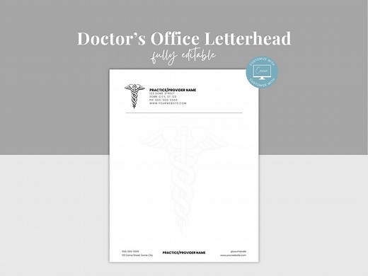 Doctor Letterhead, Nurse Stationery, Editable Letterhead Template, Medical Business Letterhead, Canva Editable, Custom Letterhead Template - Etsy