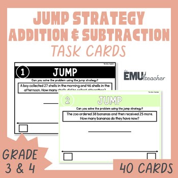 2 & 3-Digit Addition & Subtraction Word Problems Jump Strategy Open Number Line