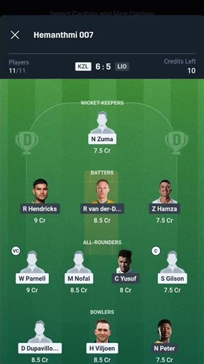 KZL vs LIO Dream11 Prediction | KZL vs LIO Dream11 | KZN-Inland vs Lions OD Match