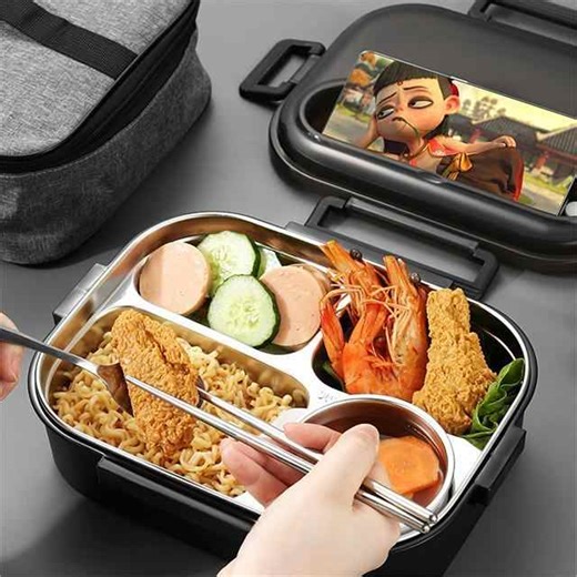 Stainless Steel Insulated Lunch Box BPA FREE Portable Partitioned Office Student Dormitory Portable Double-Layer Lunch Box