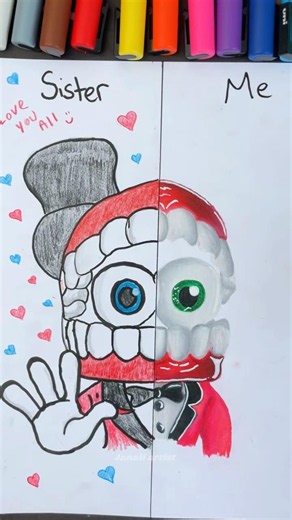Who won? My sister ❤️ or me 🖤 #tadc #caine #shorts #drawing #theamazingdigitalcircus