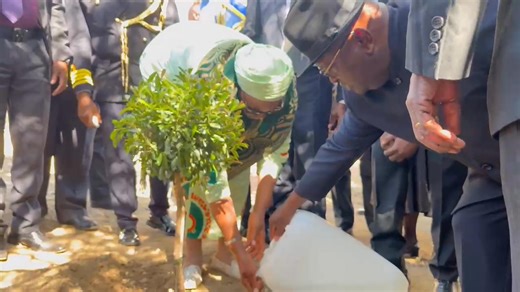 PLANTING TREES … President Netumbo Nandi-Ndaitwah planting a second tree at Heroes' Acre in Windhoek on Monday in rememberance of founding president Sam Nujoma on his birthday. Video: Namutenya Ndadi | The Namibian