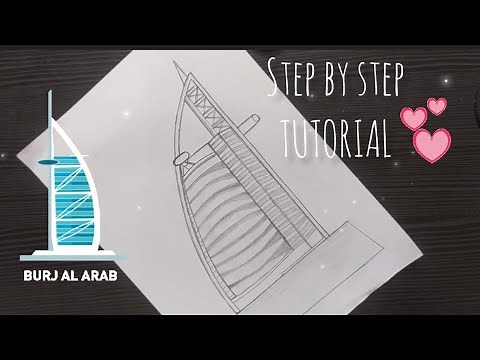 Burj Al Arab drawing easy/Dubai monuments drawing /How to draw Burj Al Arab Dubai /Building Drawing