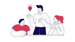Teamwork, Puzzle, business solution, team working. Outline 2d, micro animation, cartoon, illustration, sketch, clip art, vector. Web page sign in transparent background.