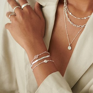 Rose Quartz Healing Stone Bobble Bracelet Sterling Silver