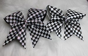SET OF 10 Black & White Checkered Cheer Bow | Sublimated Check Bow With Optional Rhinestones - Etsy Australia