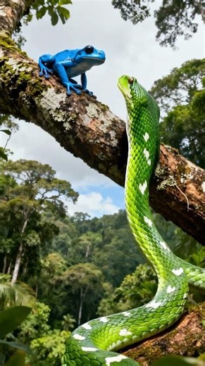 숙적의 대결 그린 트리 파이썬 VS 독화살 개구리/Rival Showdown: Green Tree Python VS Poison Dart Frog
