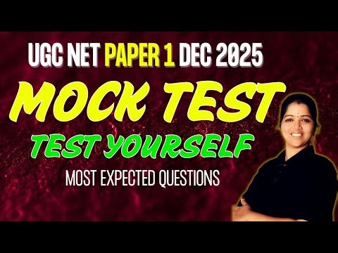 Most Expected Questions | UGC NET Paper 1 MOCK TEST | Dec 2025