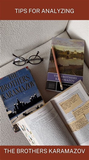 clare 🦢 books & other stories on Instagram: "How to analyze literature: The Brothers Karamazov (spoiler free) When filming this, I wanted to provide the most beginner yet spoiler free tips for analyzing The Brothers Karamazov. It isn’t the only way to approach this work through a critical lens, but it’s a starting point! All in all, this could be summarized with patience. If you’re willing to look up what you don’t know, overanalyze the smallest detail, and revisit/reread… You’re golden! #books
