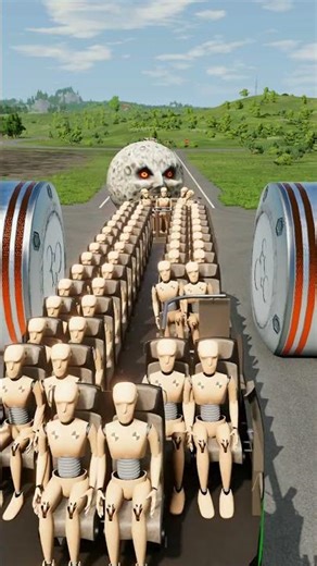 Long City Buses vs Hydraulic Crush - BeamNG.Drive