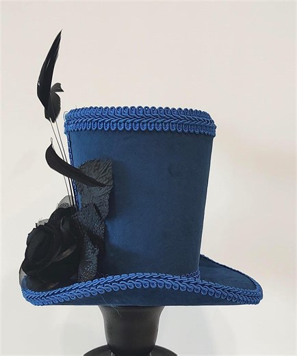 Rich Blue Velveteen Mini Top Hat One-of-a-kind - Etsy