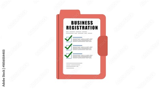 Business Registration Process: Online Form, Checklist, and Approval in Flat Design Animation