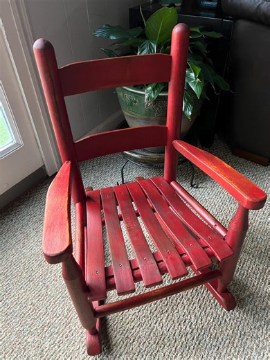 Vintage Red Child’s Primitive Wooden Rocking Chair/ Doll Furniture - Etsy