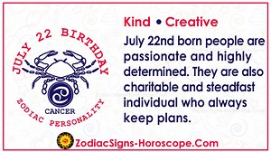 Horoscop 22 iulie Zodiac (Rac) Personalitatea zilei de naștere și Lucruri norocoase | ZSH
