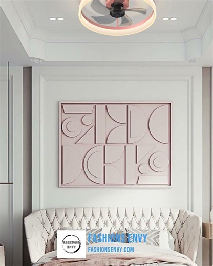 Modern Slim Ceiling Fan with Dimmable LED Lights - Pink