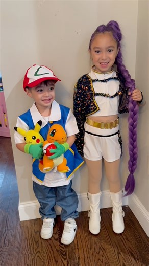 It’s a rumi and ash Halloween #momlife #toddlermomlife #workingmomlife #ultrasoundtech #halloweencostume #rumi #pokemon #mom #morningvlog | Jessica DiMartino RDMS