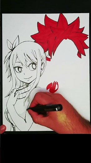 Dessin de Natsu Dragnir et Lucy Heartfilia, Fairy Tail !