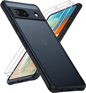 Amazon.com: TOCOL for Google Pixel 7a Case, with 2 Pack Screen Protector, [Upgraded Full Camera Protection] [Shockproof Protection] Translucent Matte Hard Back, for Google Pixel 7a Phone Case 6.1 Inch, Black : Cell Phones & Accessories