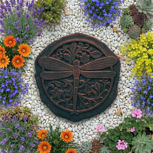 Bronze Dragonfly Stepping Stone - Garden Decor - Etsy