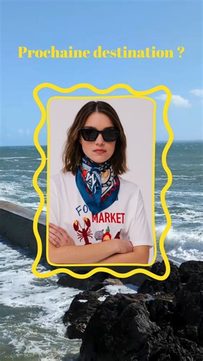 Prochaine destination ? Le look pour y aller est déjà prêt. Un t-shirt facile à porter,un foulard noué à la dernière minute… La suite de la nouvelle collection arrive très bientôt 💛 Tu as hâte ? | Cache Cache