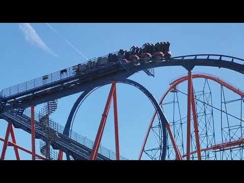 Scream! Off-Ride on Parking lot close to elements Floorless Coaster Six Flags Magic Mountain CA 2026